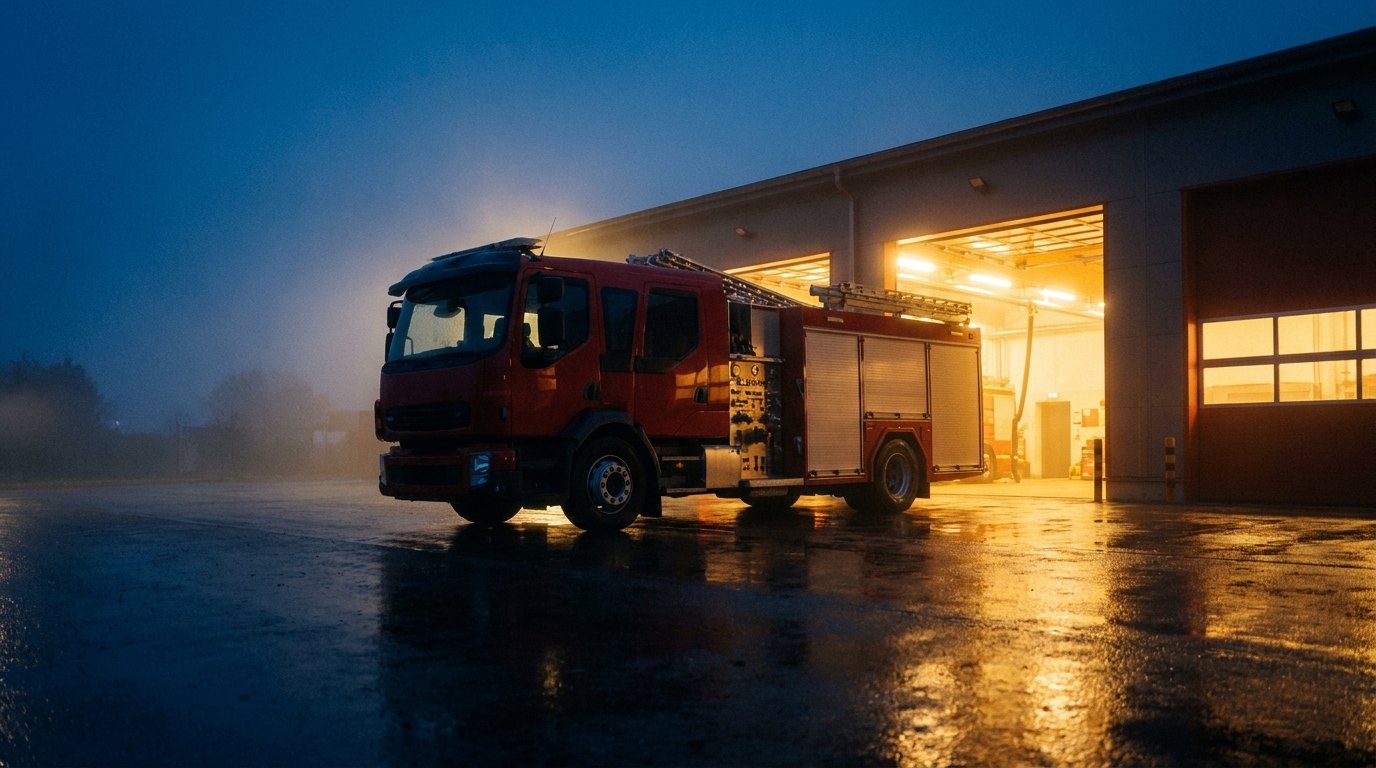 Ridgeline Fire District engine at dusk